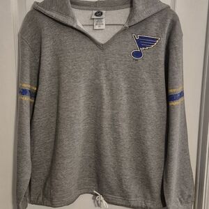NHL Gray Sweatshirt with Blue and Gold Stripes